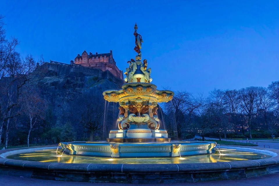 Ross Fountain is located right inside Princess Street Gardens