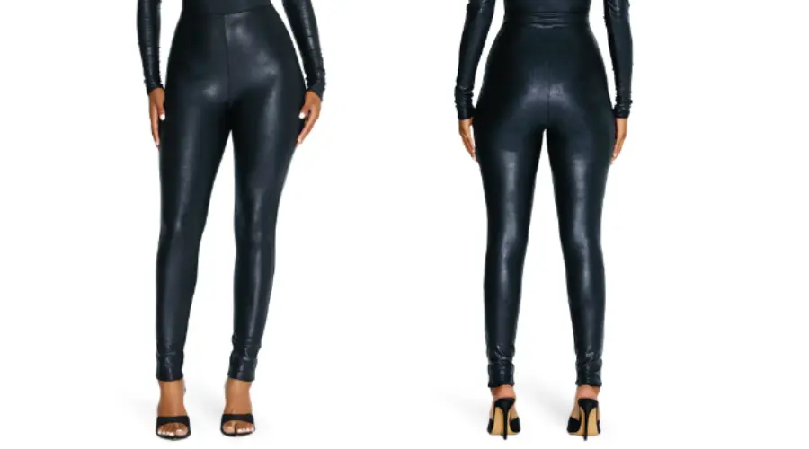 Drip on drip faux leather leggings