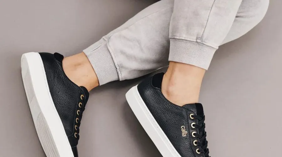 M&S Collection leather lace up high top trainers
