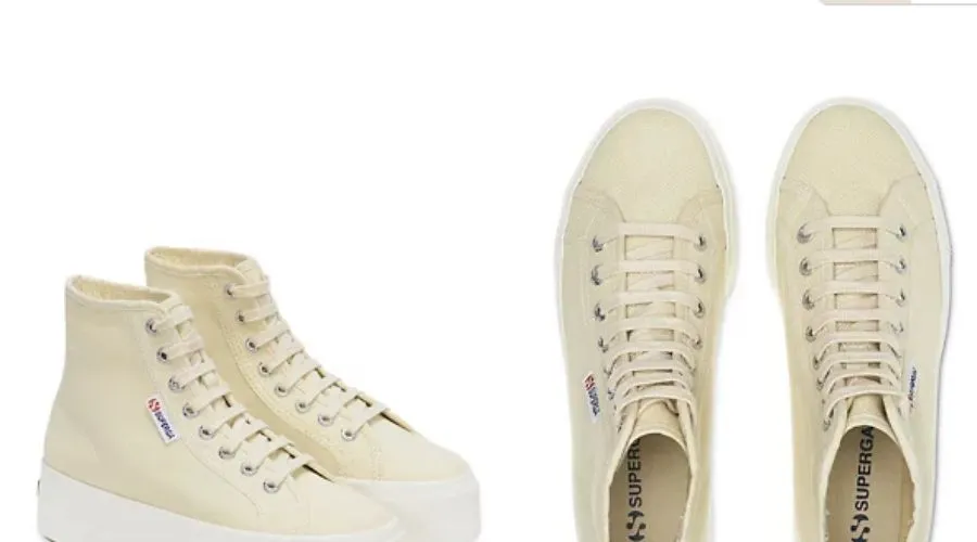 Superga canvas lace up high top trainers