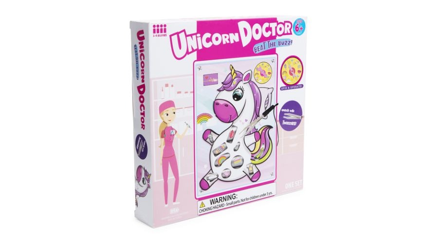 Unicorn doctor game with a buzzer