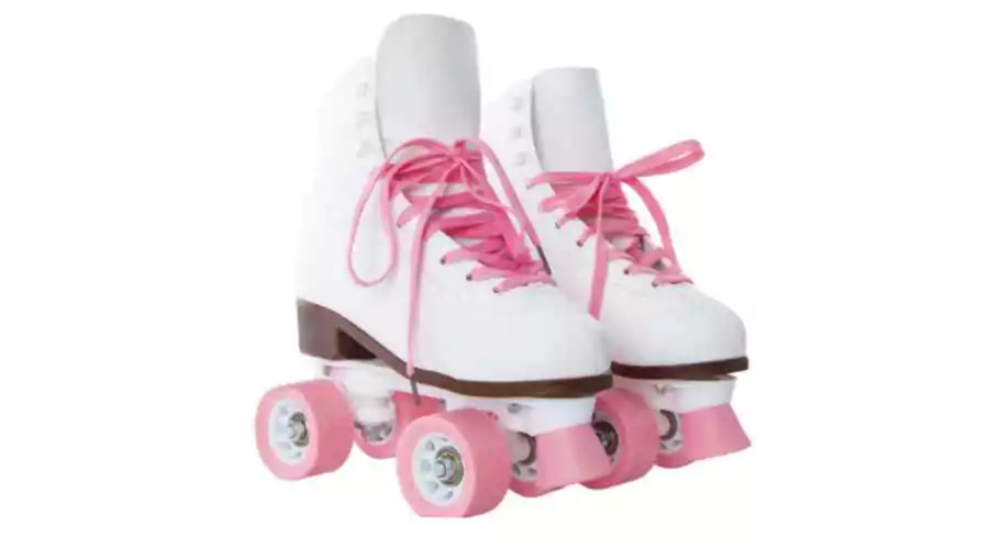 White faux leather roller skates