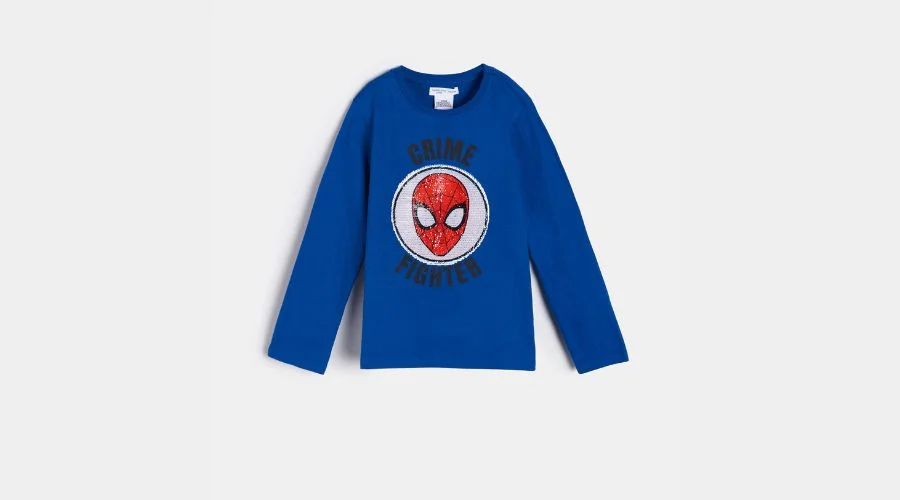 Spider-Man long-sleeve T-shirt with reversible sequins