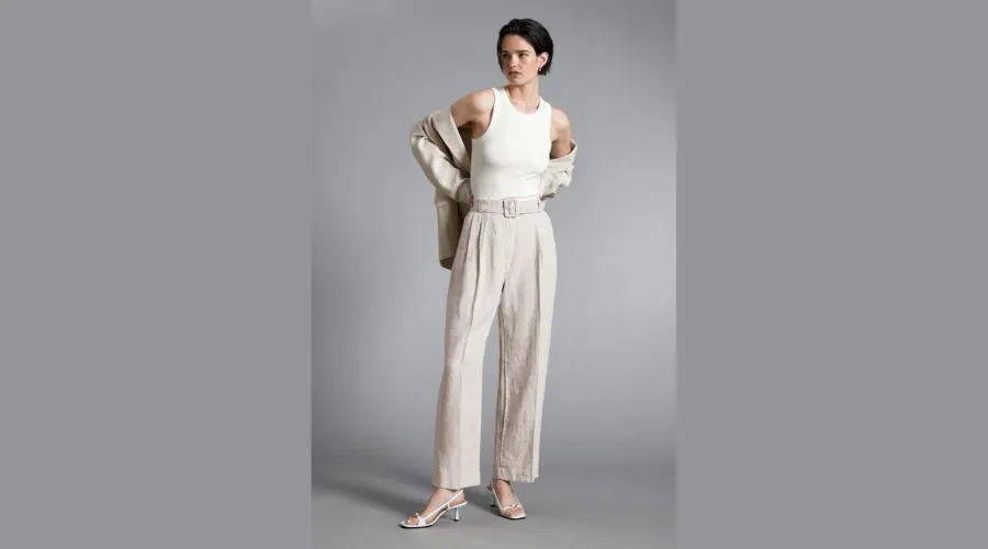 Flared linen trousers