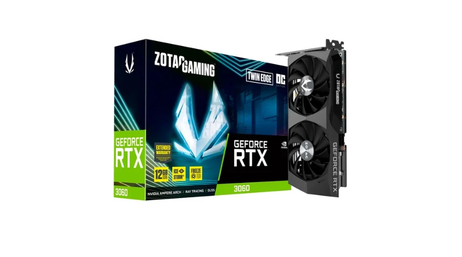 Graphics Card RTX 3060 Twin Edge OC Zotac Gaming GeForce, 12GB GDDR6, 15 Gbps, Ray Tracing - ZT-A30600H-10M