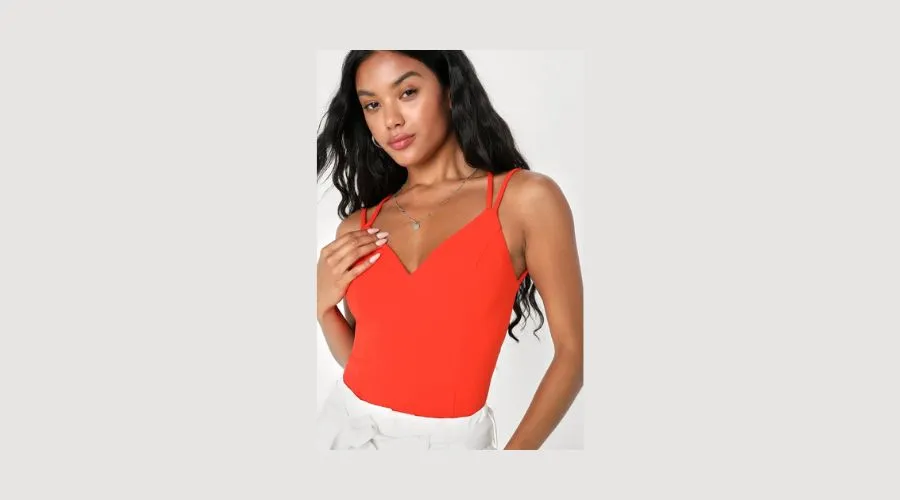 Red Orange Strappy Backless Sleeveless Top