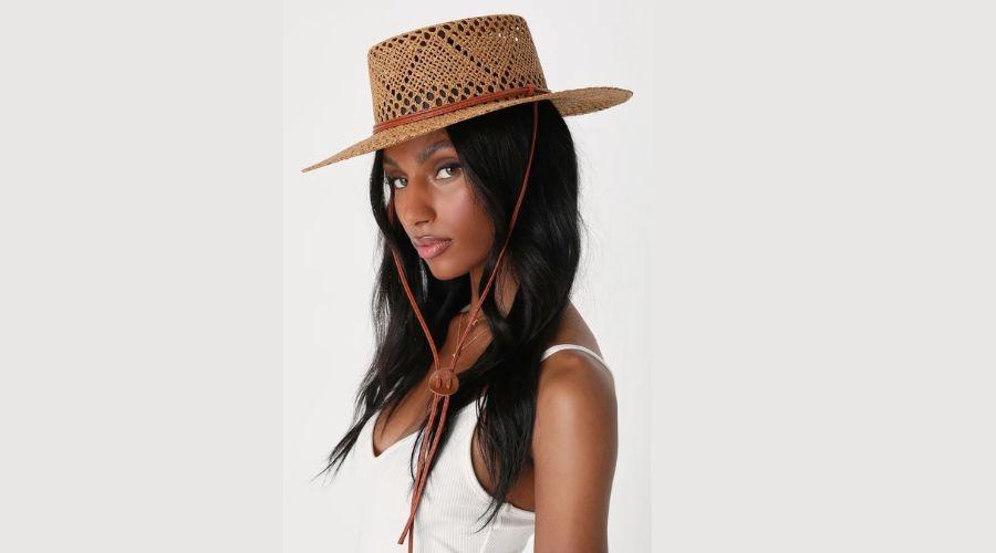 sun to Watch Tan Woven Straw Boater Hat