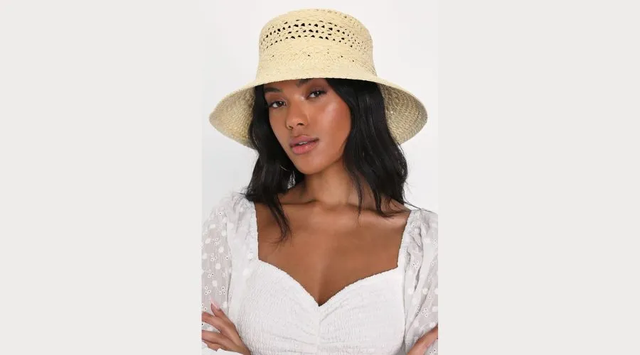 You're My Sol-Mate Tan Woven Straw Bucket Hat