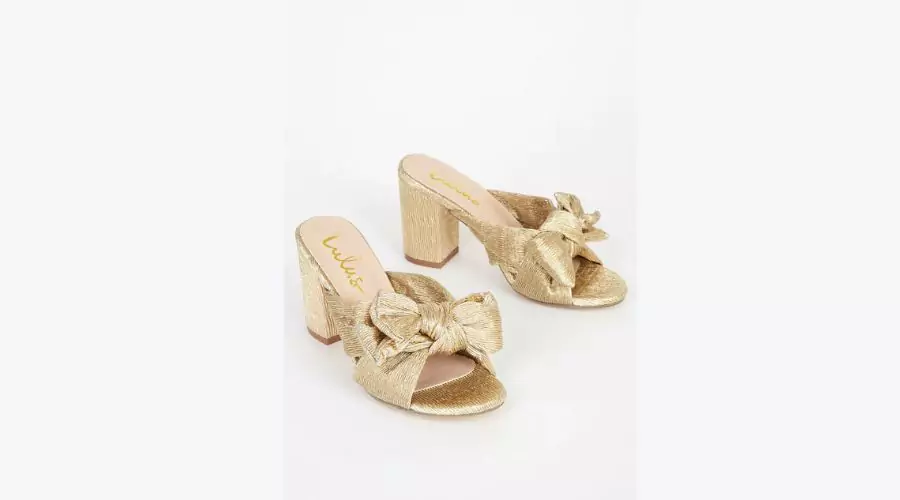 Dorothea Gold Knotted High Heel Sandals