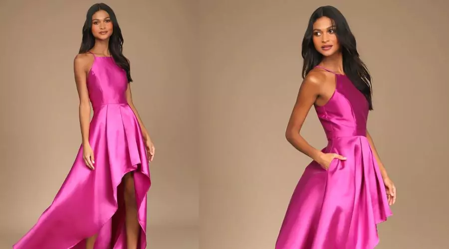 Magenta High-Low Maxi Dress