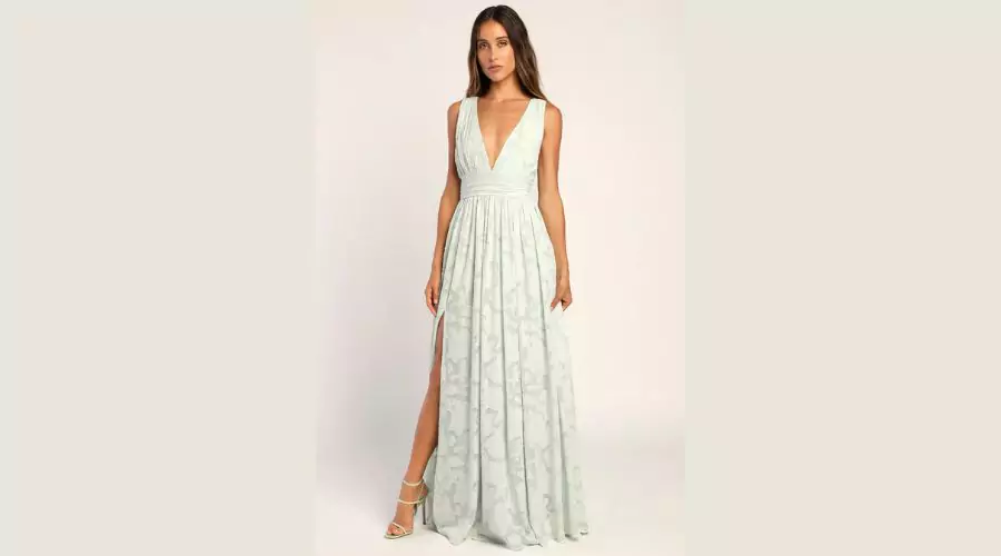 Sweet Sophistication Sage Green Burnout Floral Maxi Dress