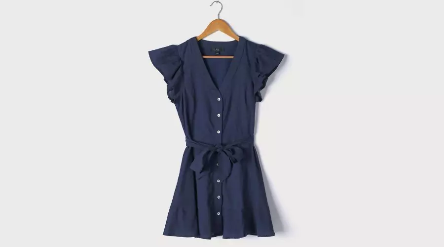 Navy Blue Button-Up Mini Dress