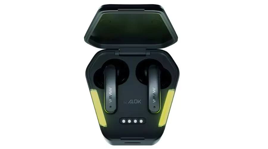 WAAW by Alok ENERGY 100EBG Wireless Headset, Bluetooth TWS, Gamer Mode and Water Resistant, Black - WAAW0008