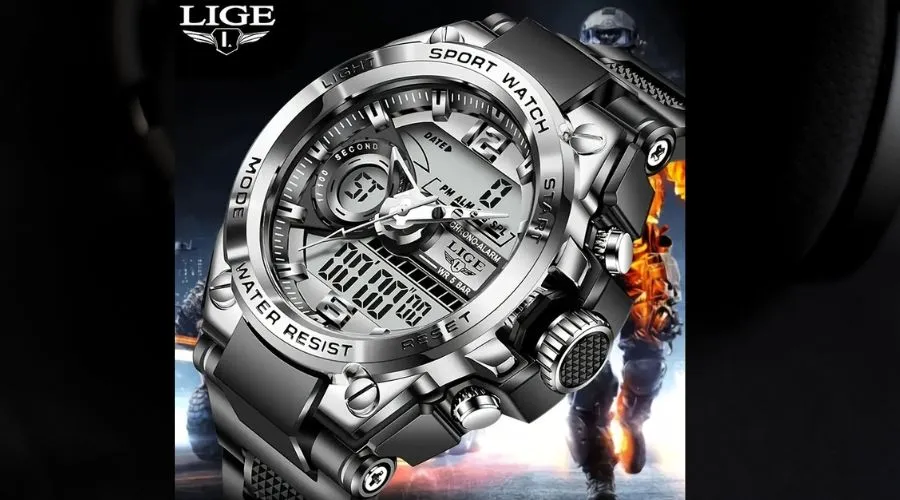 LIGE Men Digital Military Waterproof Watch