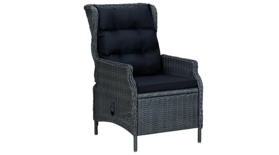 Adjustable Garden Chair with Cushions Poly Rattan Dark Gray
