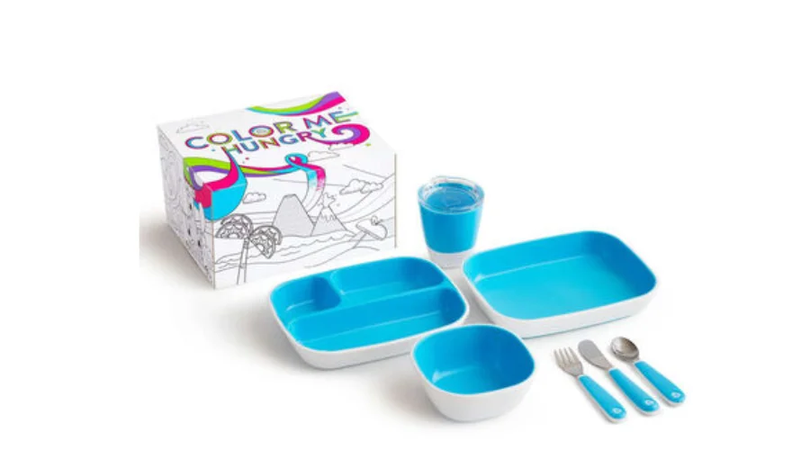 Munchkin 7-Piece Dining Set Color Me Hungry Blue