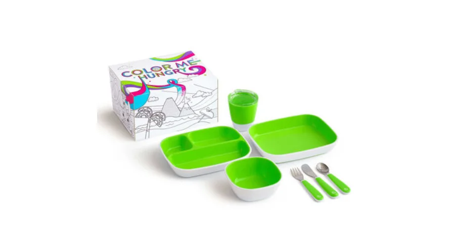 Munchkin 7-Piece Dining Set Color Me Hungry Green