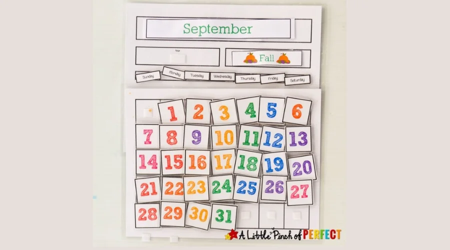 School calendar for kids