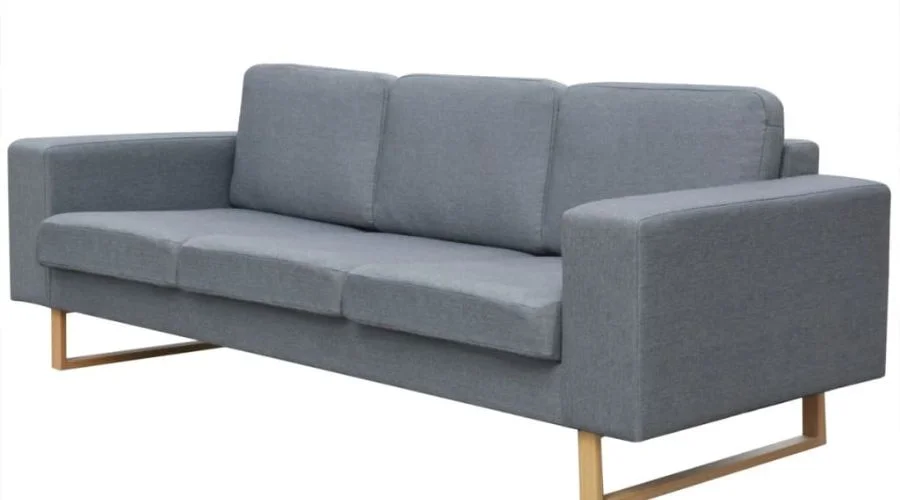 Three Seater Sofa Light Gray Textile