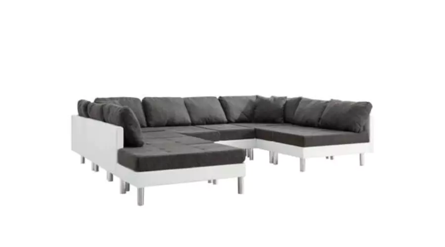 viaXL Sectional Sofa Faux Leather White