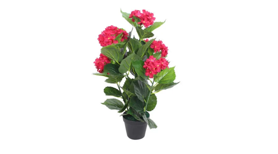 vidaXL Artificial Hydrangea Plant with Pot 60 cm Red | trendingcult 