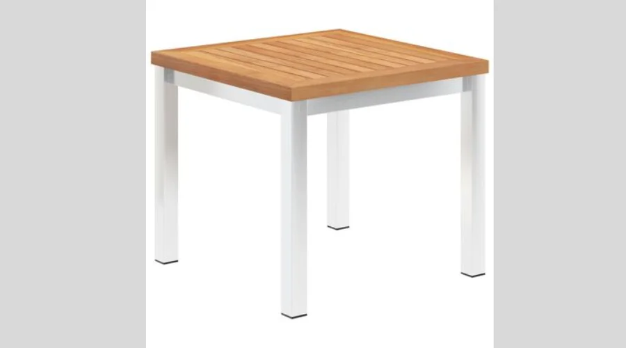 vidaXL Garden Side Table - Solid Teak Wood and Stainless Steel