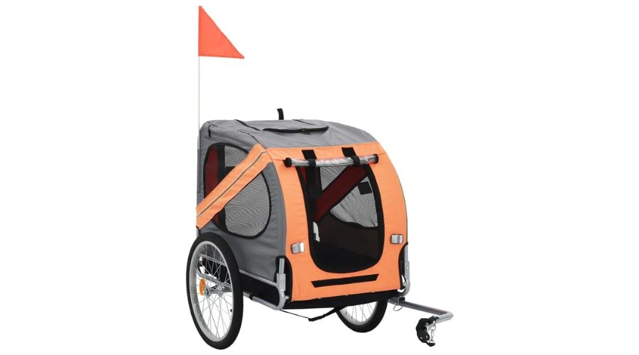 vidaXL Orange and Gray Dog Bicycle Trailer