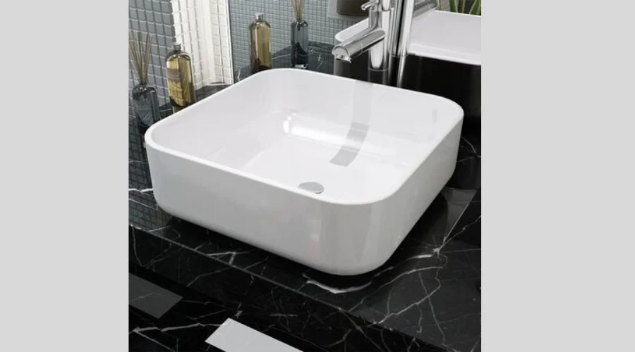 vidaXL Square White Ceramic Wash Basin 38x38x13.5 cm