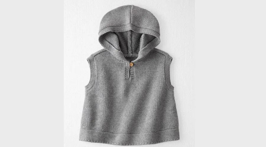 Baby Organic Cotton Sweater Knit Hooded Poncho