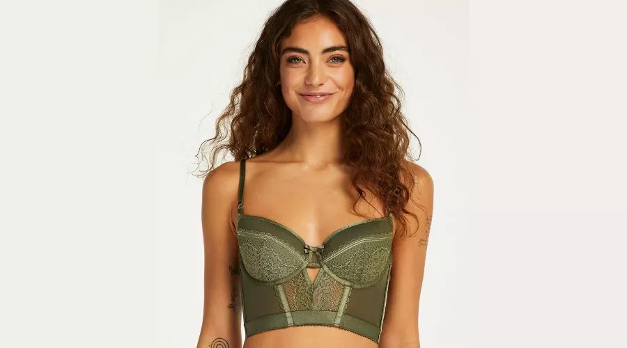 Green Longline Underwired Bra and Thong