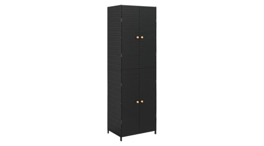 Poly Rattan Black Colored Garden Cabinet  | trendingcult 