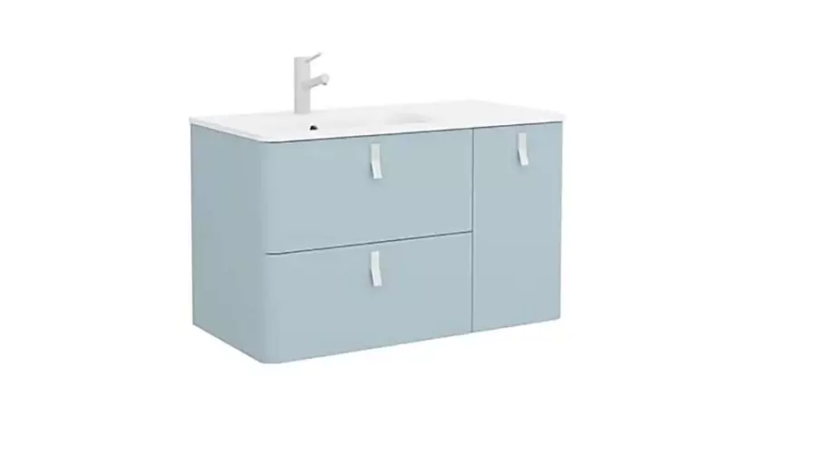 Bathstore Sketch 900 Right Hand Inset Basin and Unit - Powder Blue