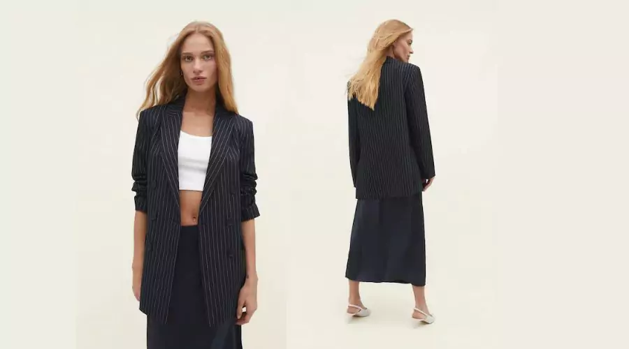 Long Blazer with Pinstripes