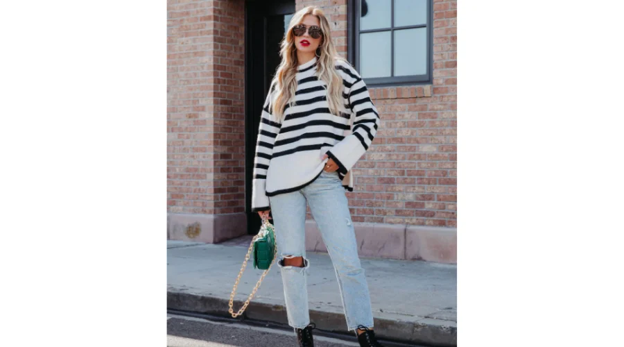 Don't Mind Me Striped Knit Sweater | trendingcult 