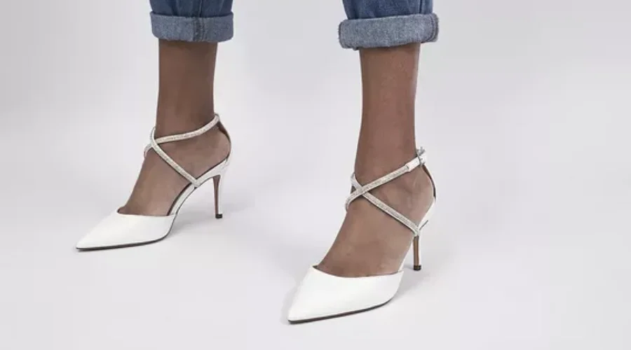 Mia Embellished Court Heels  - White Embellished