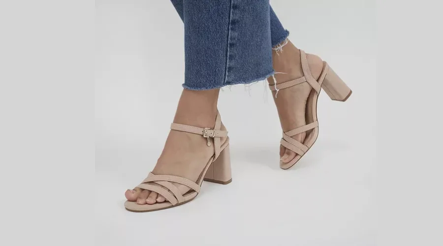 Moonstone two part strappy block heeled sandals - Beige