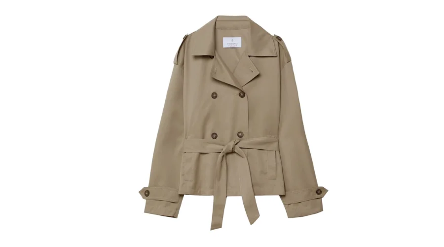 Short Trench Coat With Belt