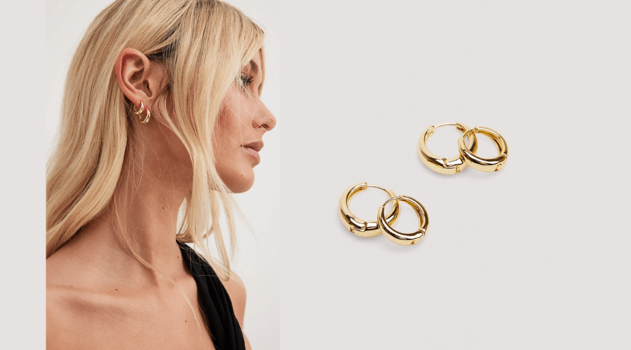 2-Pack 18K Gold Plated Basic Chubby Hoops 