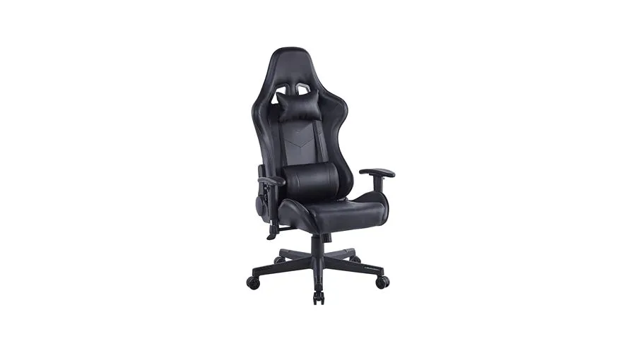 Black deluxe gamer chair, reclinable and ergonomic backrest