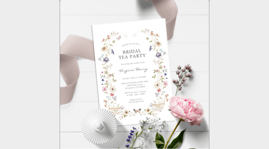 Floral Bridal Tea Party Invitation