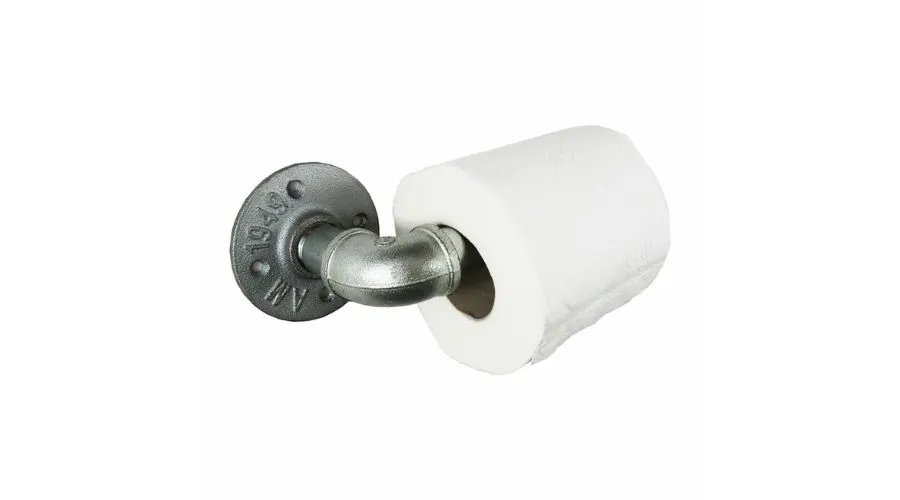 Silver metal bathroom roll holder