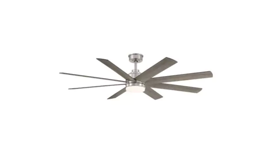 Celene brushed nickel indoor/outdoor integrated LED 62 inch ceiling fan with light and control