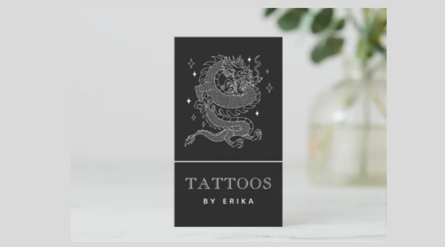 Mystic Dragon Black & White Tattoo Artist Modern Business Card