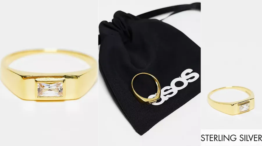 ASOS DESIGN sterling silver ring with 14k gold plating 
