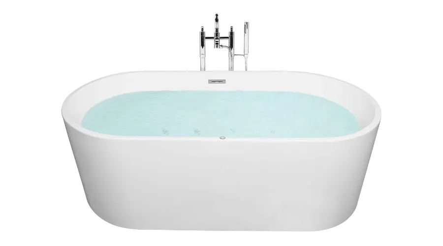 Bath Tub with Whirlpool 170 L White 