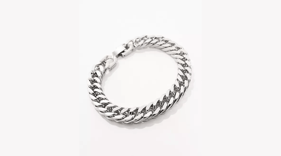 Thick Bracelet Made from Waterproof Stainless Steel in Silver