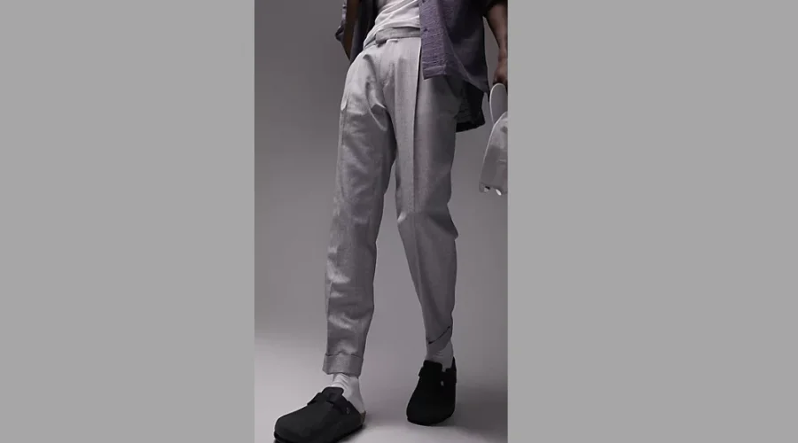 Topman Linen Blend Tapered Trousers