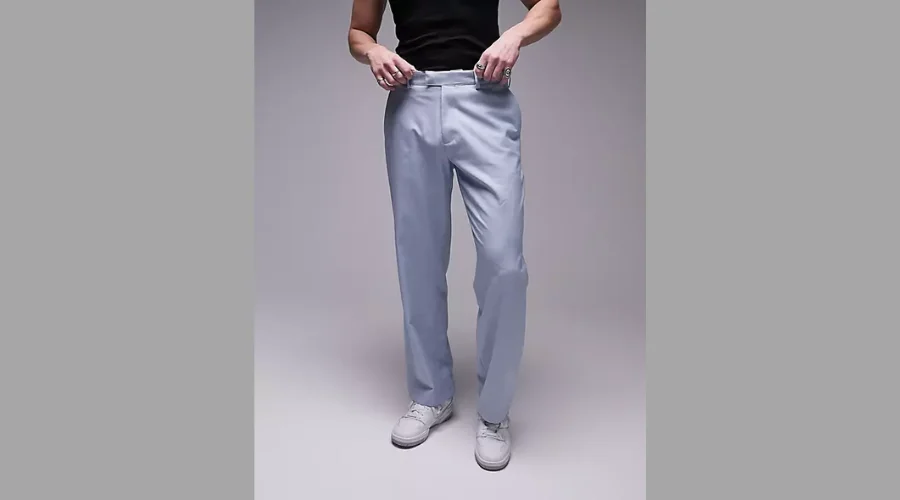 Topman Wide-Cut Trousers In Linen Blend