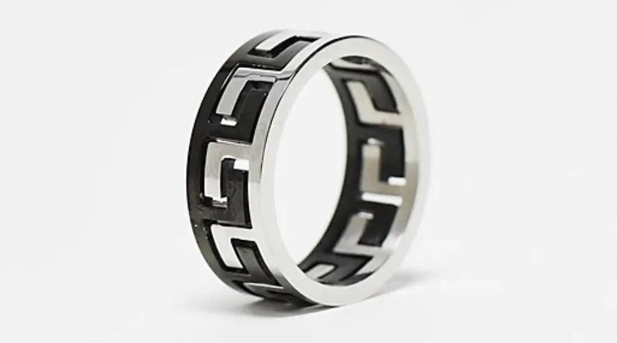 ASOS DESIGN Black and Silver Band Ring