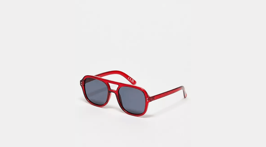 ASOS x Jeepers Peepers exclusive oversized aviator sunglasses in red